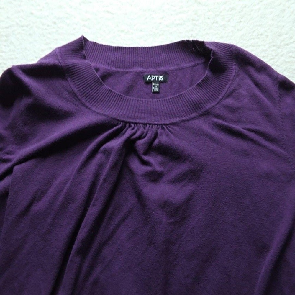 Apt. 9 Womens Purple Short Sleeve Pleated Crew Neck Knit Sweater Top 2X
